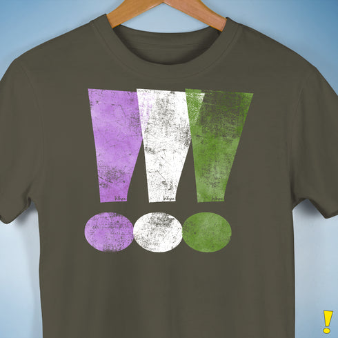 Genderqueer Pride Exclamation Points Premium Unisex T-Shirt - Army