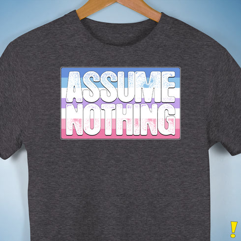 Assume Nothing Bigender Pride Flag Premium Unisex T-Shirt - Dark Grey Heather