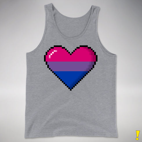 Bisexual Pride Pixel Heart Premium Tank Top - Grey Heather