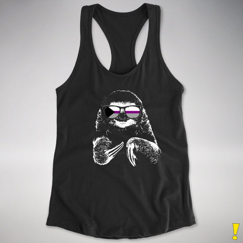 Pride Sloth Demisexual Pride Flag Sunglasses Women's Racerback Tank - Black