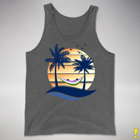 Genderqueer Pride Hammock Summer Beach Sunset Premium Tank Top - Deep Heather