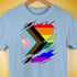 LGBTQ Progress Pride Flag Ripped Reveal Premium Unisex T-Shirt - Baby Blue
