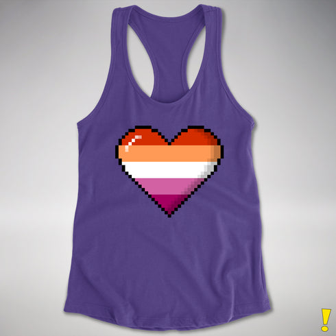 Lesbian Pride 8-Bit Pixel Heart Racerback Tank - Purple