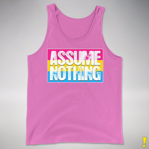 Assume Nothing Pansexual Pride Flag Premium Tank Top - Neon Pink