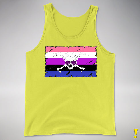 Genderfluid Pride Pirate Flag Premium Tank Top - Neon Yellow
