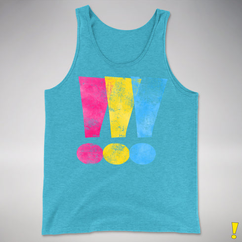Pansexual Pride Exclamation Points Premium Tank Top - Aqua Triblend