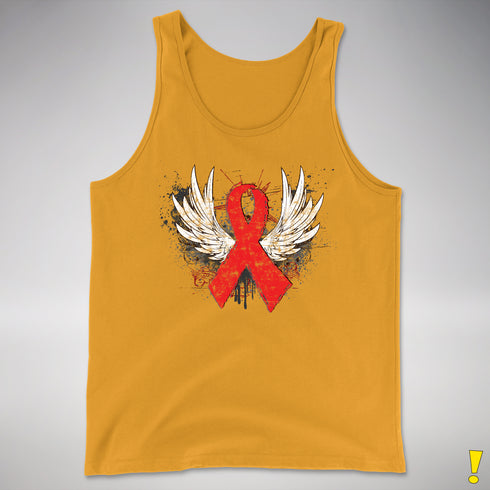 Winged Red Ribbon - World AIDS Day Premium Tank Top - Gold
