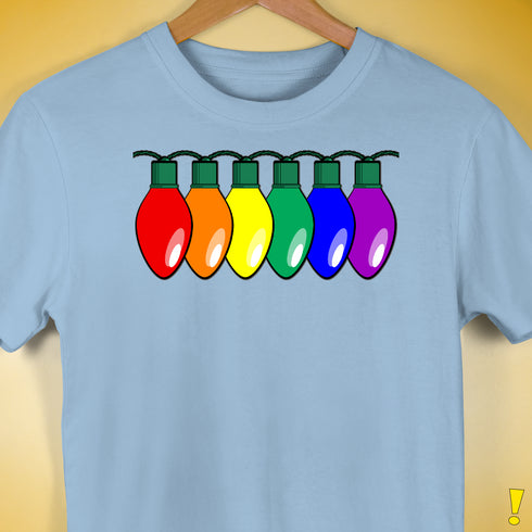 LGBTQ Pride Christmas Lights Premium Unisex T-Shirt - Baby Blue