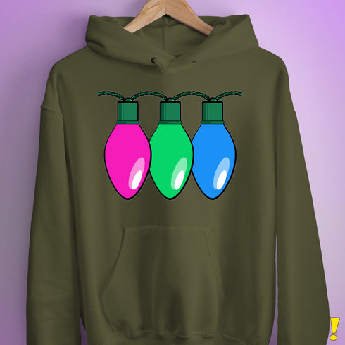 Polysexual Pride Christmas Lights Hoodie - Army