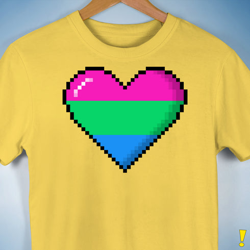 Polysexual Pride 8-Bit Pixel Heart Premium Unisex T-Shirt - Yellow
