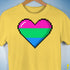 Polysexual Pride 8-Bit Pixel Heart Premium Unisex T-Shirt - Yellow