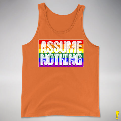 Assume Nothing LGBTQ Pride Flag Premium Tank Top - Orange
