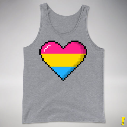 Pansexual Pride Pixel Heart Premium Tank Top - Grey Heather
