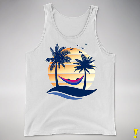Bisexual Pride Hammock Summer Beach Sunset Premium Tank Top - White