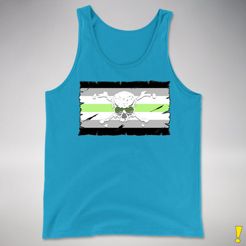 Agender Pride Pirate Flag Premium Tank Top - Neon Blue