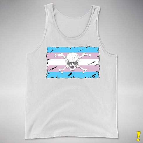 Transgender Pride Pirate Flag Premium Tank Top - White