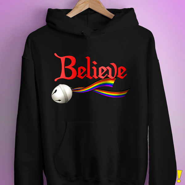 Believe Philly LGBTQ Pride Jingle Bell Hoodie - Black