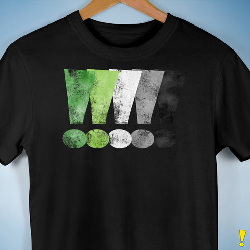 Distressed Aromantic Pride Exclamation Points Premium Unisex T-Shirt - Black