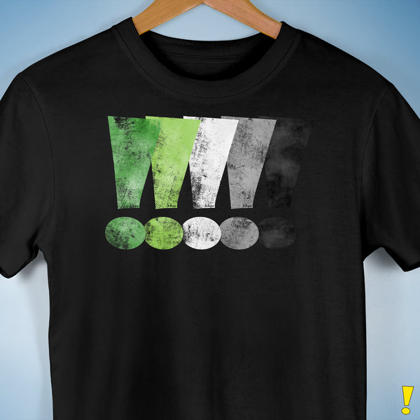 Distressed Aromantic Pride Exclamation Points Premium Unisex T-Shirt - Black