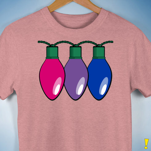 Bisexual Pride Christmas Lights Premium Unisex T-Shirt - Mauve Heather