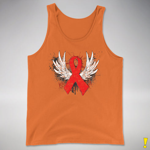 Winged Red Ribbon - World AIDS Day Premium Tank Top - Orange