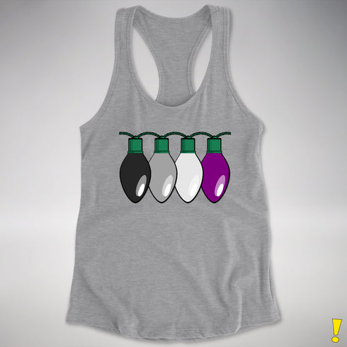 Asexual Pride Christmas Lights Racerback Tank - Heather Grey