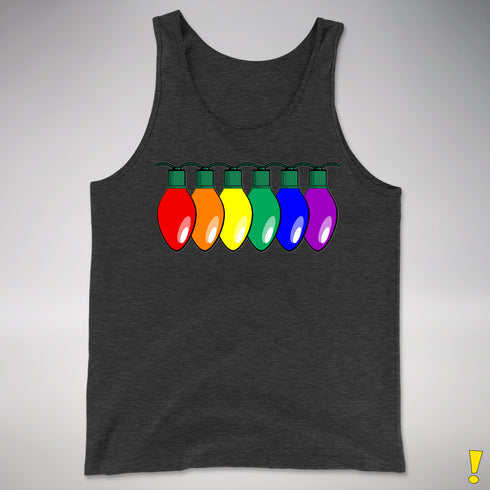 LGBTQ Pride Christmas Lights Premium Tank Top - Charcoal Triblend