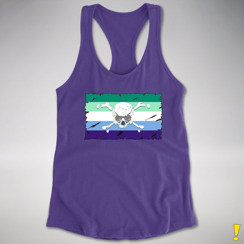 Gay Male Pride Pirate Flag Racerback Tank - Purple
