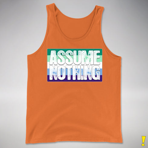 Assume Nothing Gay Male Pride Flag Premium Tank Top - Orange