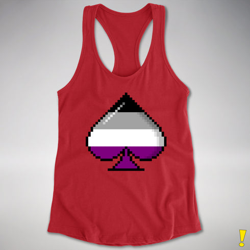 Asexual Pride 8-Bit Pixel Ace Of Spades Racerback Tank - Red