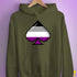 Asexual Pride Pixel Ace of Spades Hoodie - Army