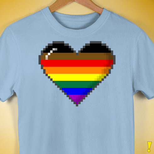 Philly LGBTQ Pride 8-Bit Pixel Heart Premium Unisex T-Shirt - Baby Blue