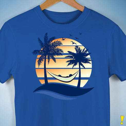 Agender Pride Hammock Summer Beach Sunset Premium Unisex T-Shirt - Royal Blue
