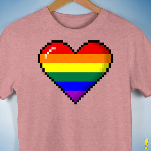 LGBTQ Pride8-Bit Pixel Heart Premium Unisex T-Shirt - Mauve Heather