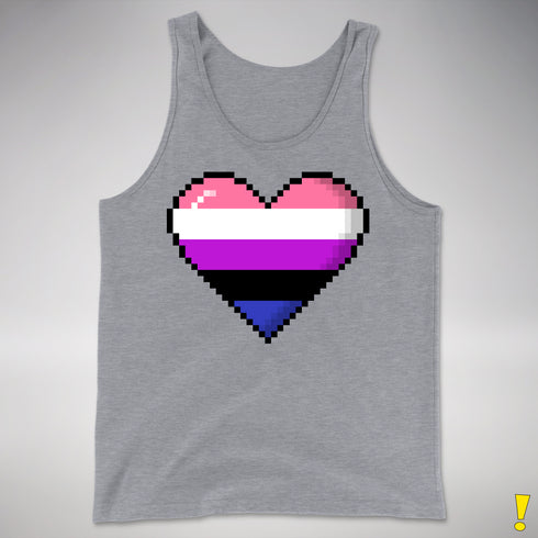 Genderfluid Pride Pixel Heart Premium Tank Top - Grey Heather