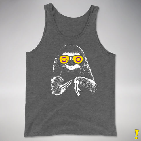 Pride Sloth Intersex Flag Sunglasses Premium Tank Top - Deep Heather