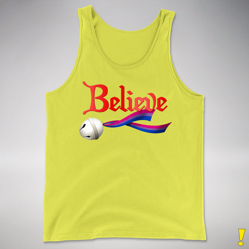 Believe Bisexual Pride Jingle Bell Premium Tank Top - Neon Yellow