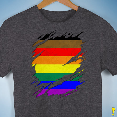 Philly LGBTQ Gay Pride Flag Ripped Reveal Premium Unisex T-Shirt - Dark Grey Heather