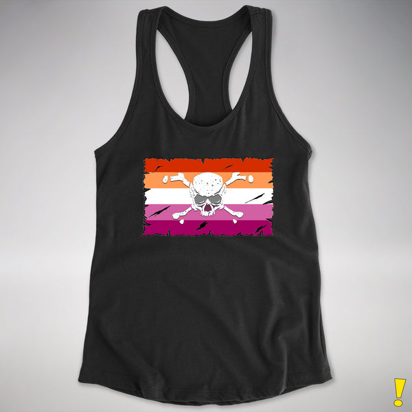 Lesbian Pride Pirate Flag Racerback Tank - Black