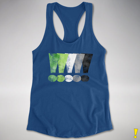 Distressed Aromantic Pride Exclamation Points Women's Racerback Tank - Royal