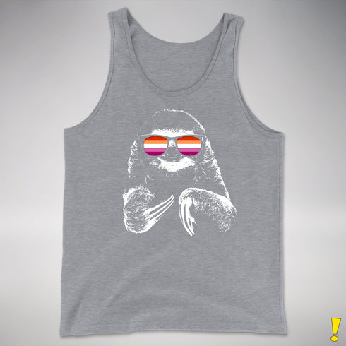 Pride Sloth Lesbian Flag Sunglasses Premium Tank Top - Grey Heather
