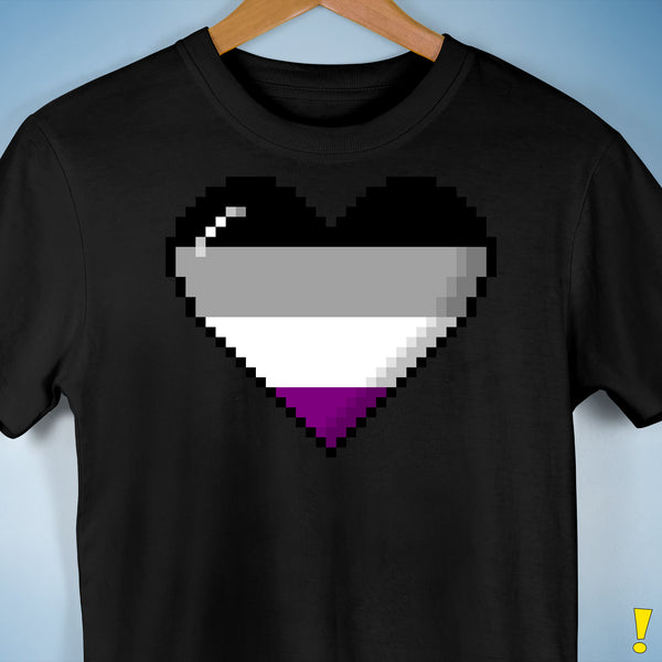 Asexual Pride 8-Bit Pixel Heart Premium Unisex T-Shirt - Black