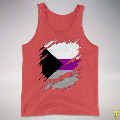 Demisexual Pride Flag Ripped Reveal Premium Tank Top - Red Triblend