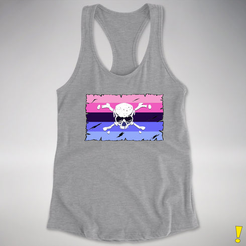 Omnisexual Pride Pirate Flag Racerback Tank - Heather Grey