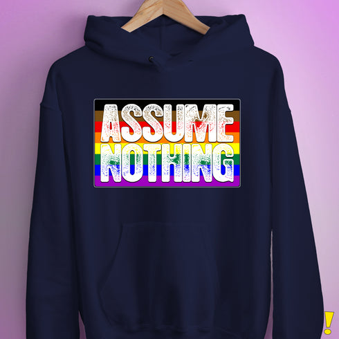 Assume Nothing Philly LGBTQ Gay Pride Flag Hoodie - Navy