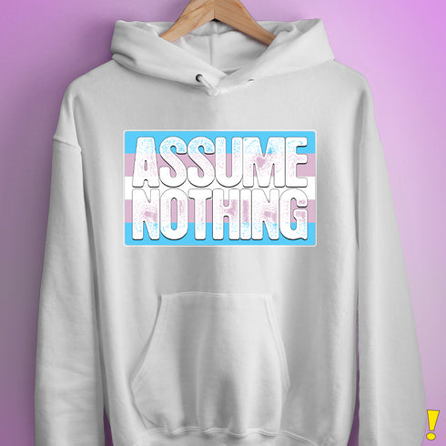 Assume Nothing Transgender Pride Flag Hoodie - White