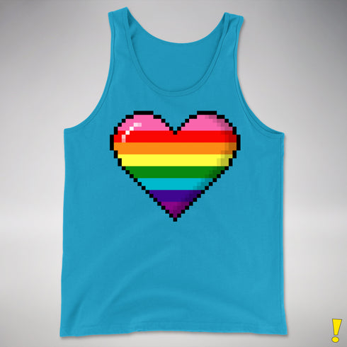 Gilbert Baker Original LGBTQ Gay Rainbow Pride 8-Bit Pixel Heart - Neon Blue