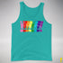 Distressed Gilbert Baker LGBTQ Pride Exclamation Points Premium Tank - Teal