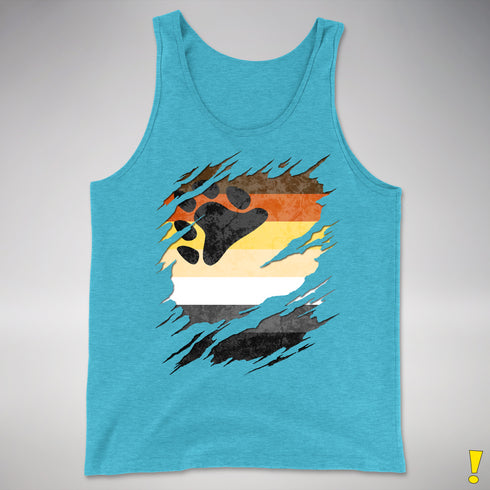 Bear Pride Flag Ripped Reveal Premium Tank Top - Aqua Triblend