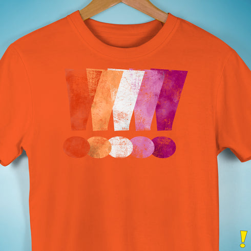 Distressed Lesbian Pride Graphic Exclamation Points Premium Unisex - Orange